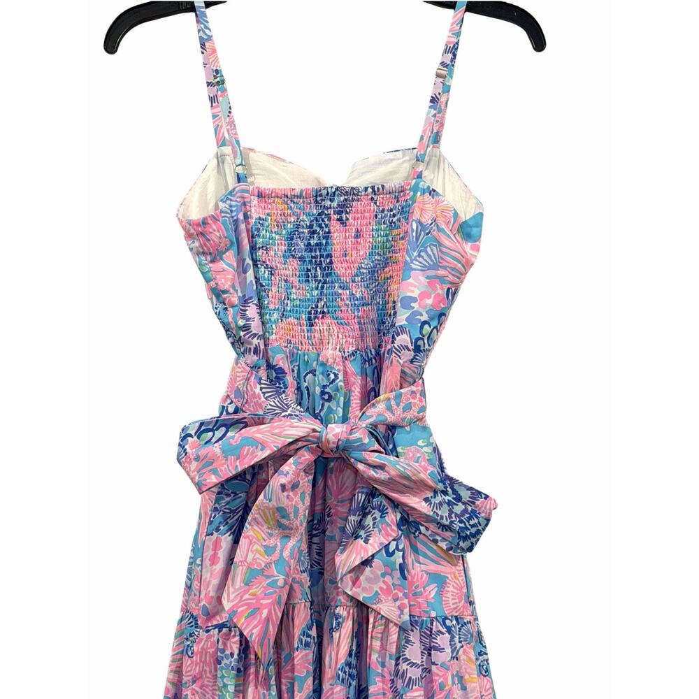 Lilly Pulitzer Edith Midi Dress Sz 2 Splendor in the Sand Colorful Floral Vaca - Picture 5 of 16